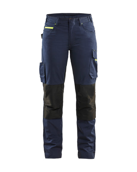 Service Werkbroek Stretch Dames 7195 - Donker marineblauw/High Vis Geel