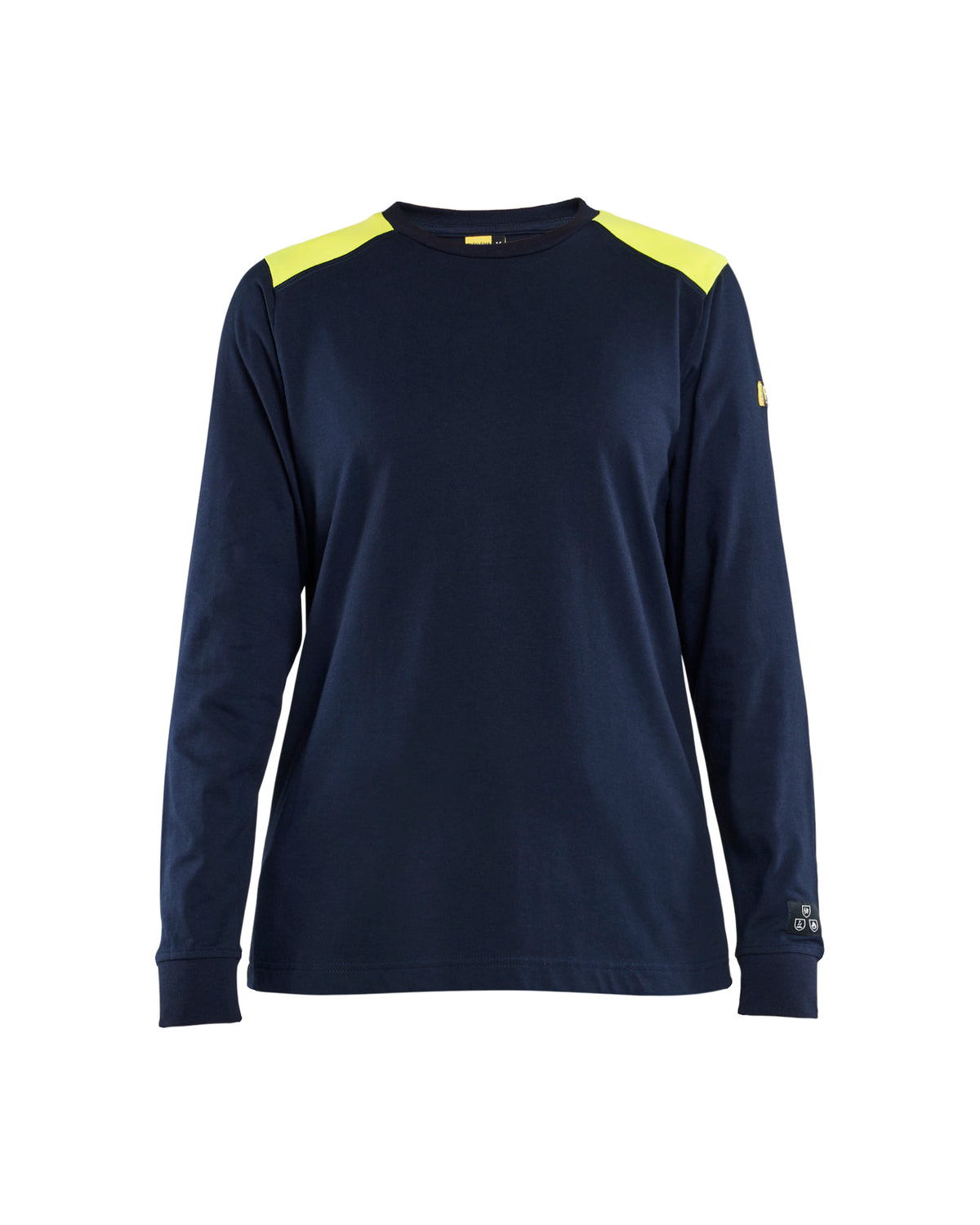 T-Shirt Lange Mouwen Vlamvertragend Dames 3467 - Marine/High Vis Geel