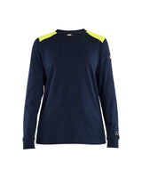 T-Shirt Lange Mouwen Vlamvertragend Dames 3467 - Marine/High Vis Geel