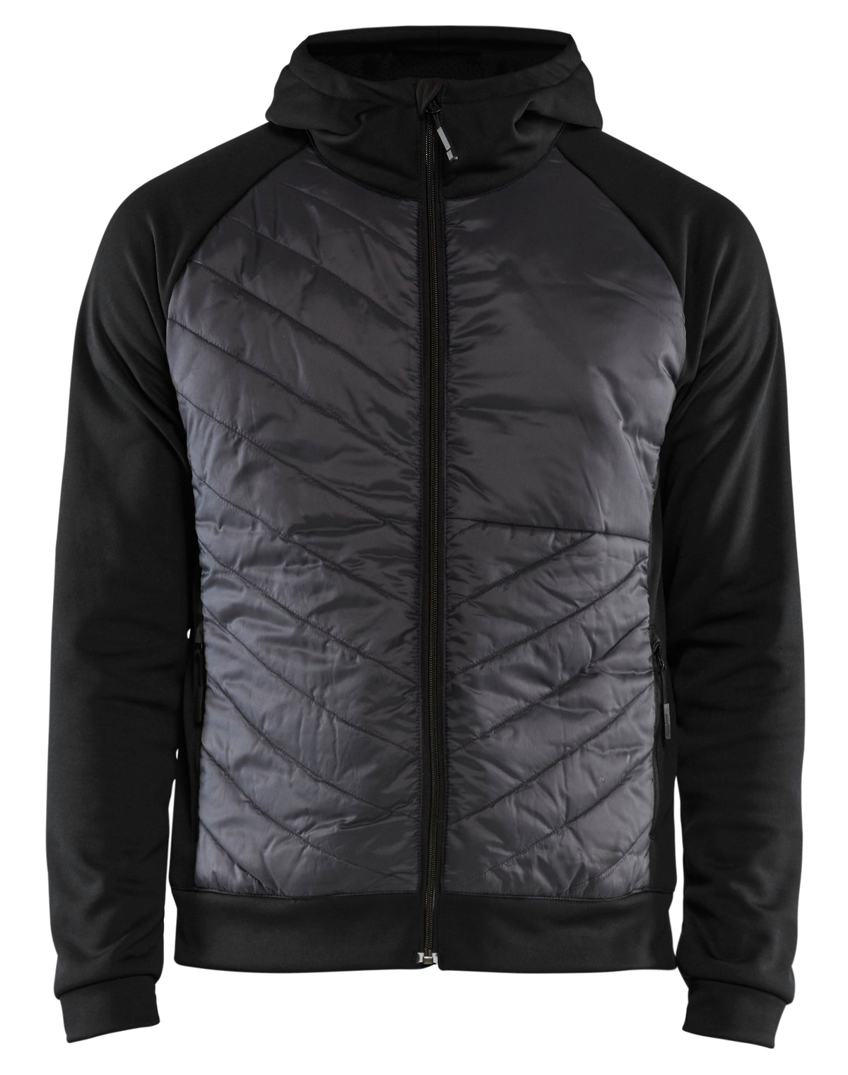 Hooded Hybride Sweatshirt met Rits 3463 - Zwart/Donkergrijs