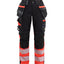 High-Visibility Werkbroek Dames 7196 - Zwart/High Vis Rood