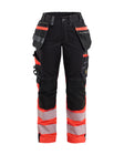 High-Visibility Werkbroek Dames 7196 - Zwart/High Vis Rood