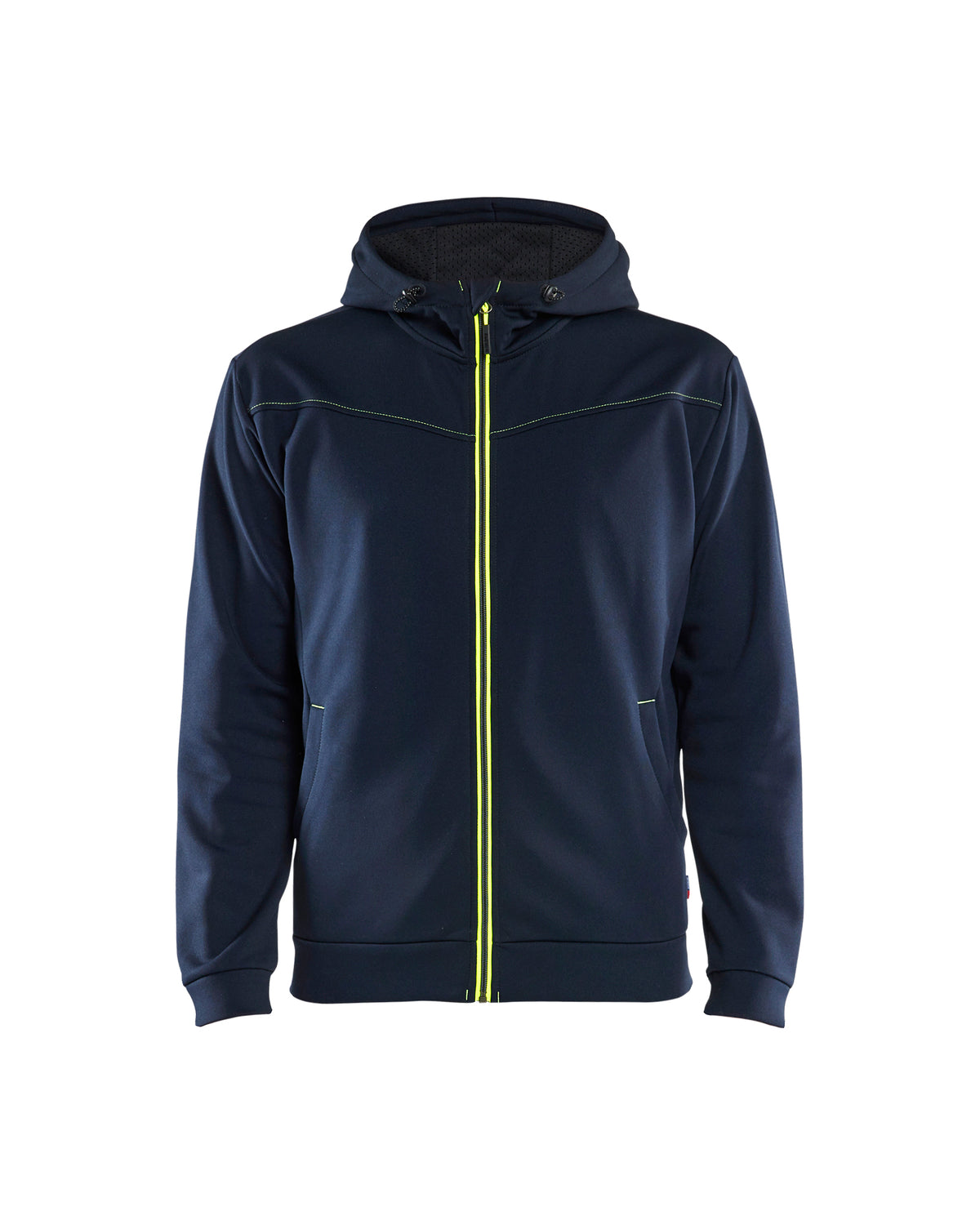 Hooded Sweatshirt met Rits 3363 - Donker marineblauw/High Vis Geel