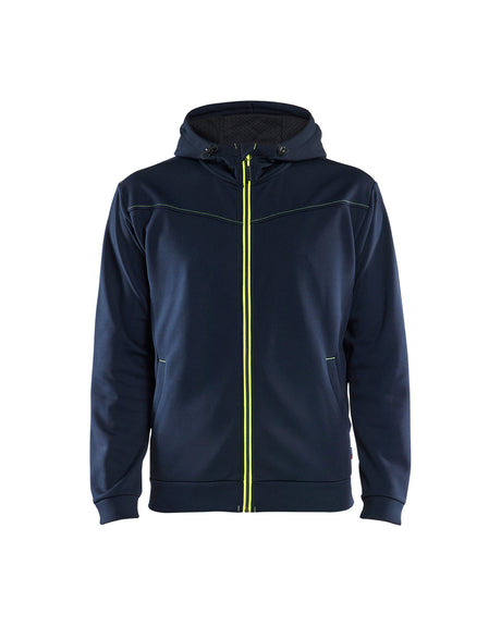 Hooded Sweatshirt met Rits 3363 - Donker marineblauw/High Vis Geel