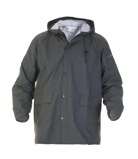 Hydrowear Hydrowear SELSEY Regenjas Dark Slate Gray Regenjas 85cm Ritssluiting met drukknopen Verstelbare elastische mouwen met drukknopen 2 voorzakken met klep Vaste capuchon Okselventilatie 170 grams(+/- 10gr) groen / s,groen / m,groen / l,groen / xl,groen / 2xl,groen / 3xl