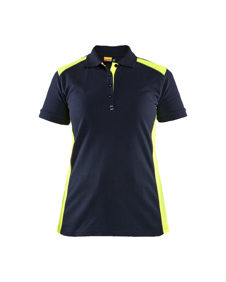Poloshirt Dames 3390 - Donker marineblauw/High Vis Geel
