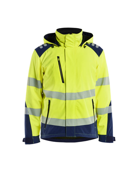 High-Visibility Softshell Winterjas 4400 - High Vis Geel/Marineblauw