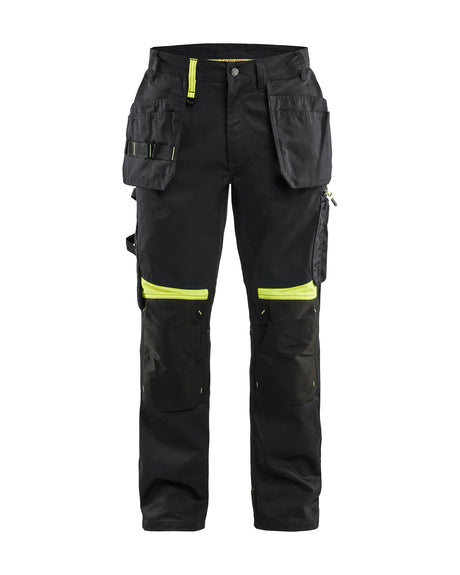Werkbroek met gereedschapszakken 1555 - Zwart/High Vis Geel