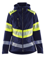 High-Visibility Softshell Jack Dames 4404 - Marine/High Vis Geel