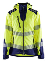 High-Visibility Softshell Jack Dames 4791 - High Vis Geel/Marineblauw
