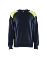Sweatshirt 3580 - Donker marineblauw/High Vis Geel