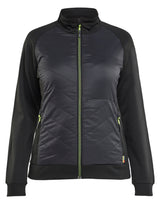 Hybride Sweatshirt met Rits Dames 3419 - Zwart/High Vis Geel