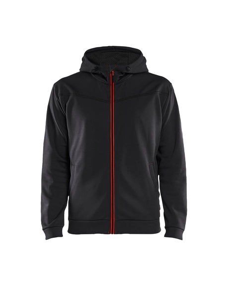 Hooded Sweatshirt met Rits 3363 - Zwart/Rood