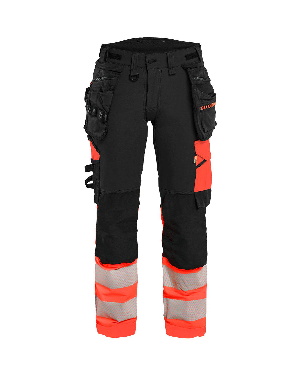 Werkbroek High-Visibility Dames 7025 - Zwart/High Vis Rood