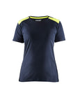 T-shirt Dames 3479 - Donker marineblauw/High Vis Geel