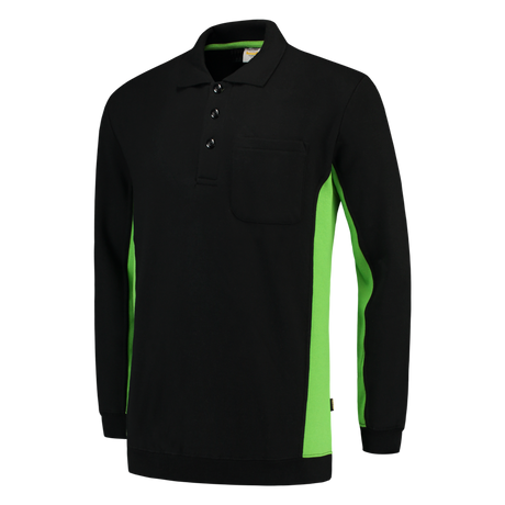 Tricorp Polosweater Bicolor Borstzak 302001 Black Sweaters BlackLime / XS,BlackLime / S,BlackLime / M,BlackLime / L,BlackLime / XL,BlackLime / XXL,BlackLime / 3XL