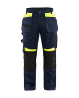 Werkbroek met gereedschapszakken 1555 - Donker marineblauw/High Vis Geel