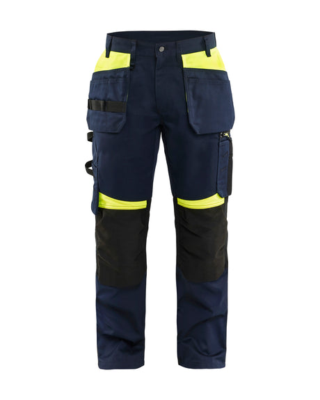 Werkbroek met gereedschapszakken 1555 - Donker marineblauw/High Vis Geel
