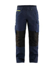 Service Werkbroek Stretch 1495 - Donker marineblauw/High Vis Geel