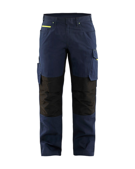 Service Werkbroek Stretch 1495 - Donker marineblauw/High Vis Geel
