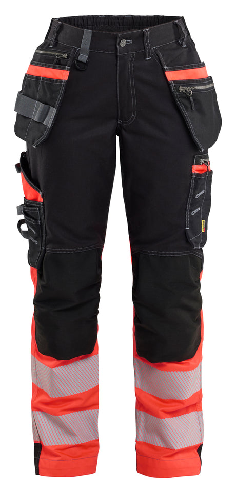 High-Visibility Werkbroek Dames 7196 - Zwart/High Vis Rood