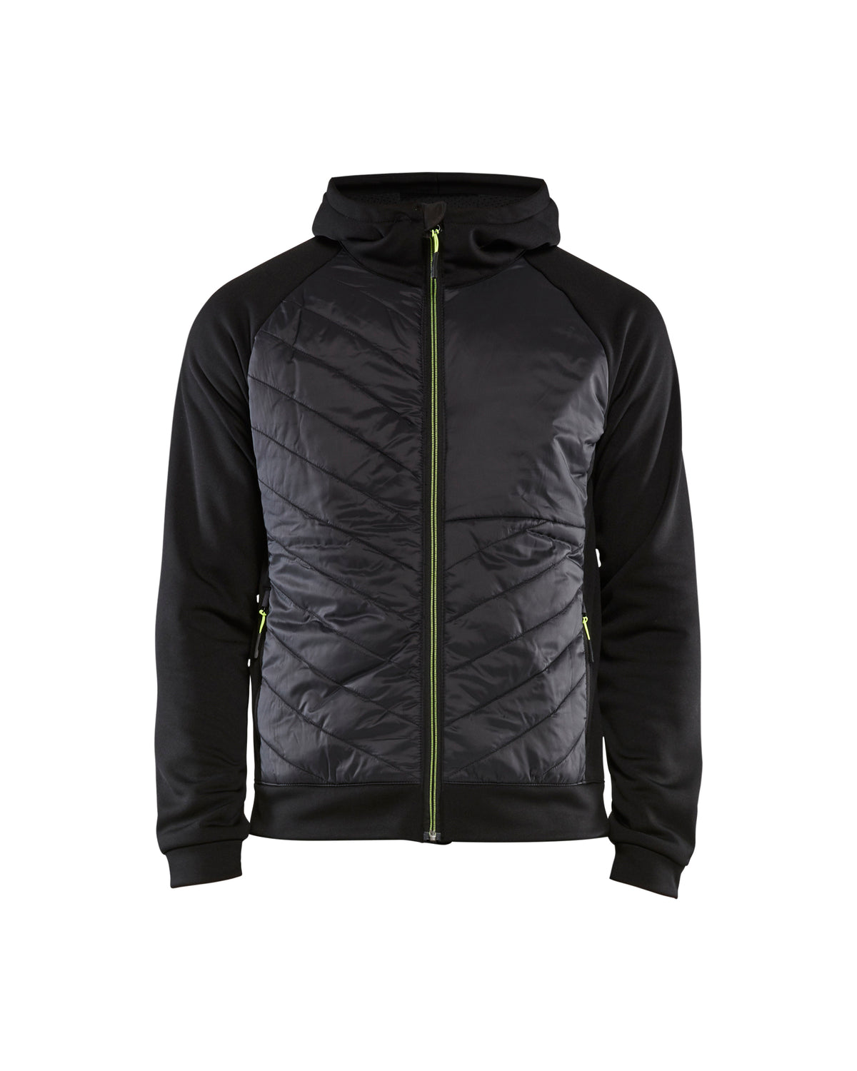 Hooded Hybride Sweatshirt met Rits 3463 - Zwart/High Vis Geel