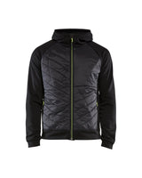 Hooded Hybride Sweatshirt met Rits 3463 - Zwart/High Vis Geel