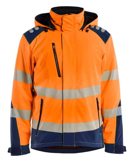 High-Visibility Softshell Winterjas 4400 - High Vis Oranje/Marineblauw
