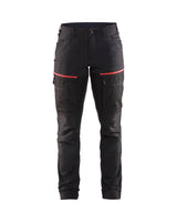 Service Werkbroek Stretch Dames 7166 - Zwart/Rood