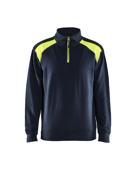 Sweatshirt 3353 - Donker marineblauw/High Vis Geel