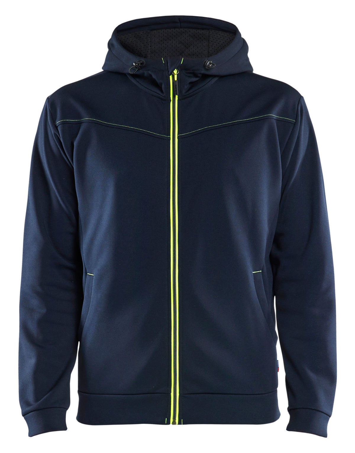 Hooded Sweatshirt met Rits 3363 - Donker marineblauw/High Vis Geel