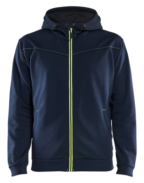 Hooded Sweatshirt met Rits 3363 - Donker marineblauw/High Vis Geel