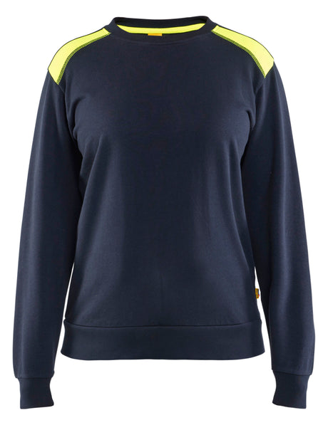 Sweatshirt Dames 3408 - Donker marineblauw/High Vis Geel