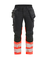 High-Visibility Werkbroek Dames 7030 - Zwart/High Vis Rood