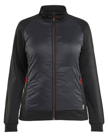 Hybride Sweatshirt met Rits Dames 3419 - Zwart/Rood