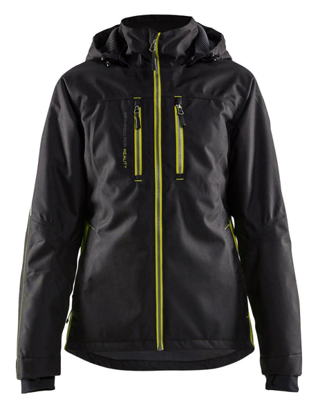Lichtgewicht winterjas Dames 4972 - Zwart/High Vis Geel