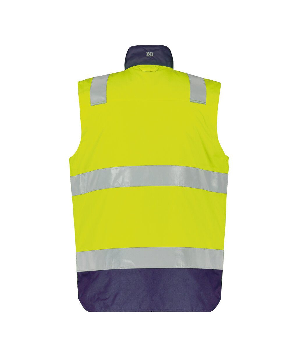 High-Visibility Bodywarmer Bilbao - Fluogeel/Marineblauw
