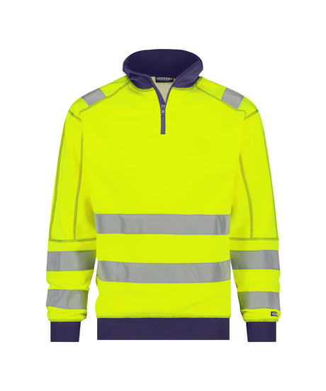 High-Visibility sweater Denver - Fluogeel/Marineblauw