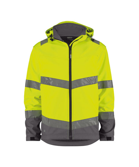 High-Visibility softshelljas Malaga - Fluogeel/Cementgrijs