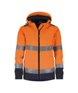 High-Visibility softshelljas Malaga Dames - Fluo-Oranje/Marineblauw