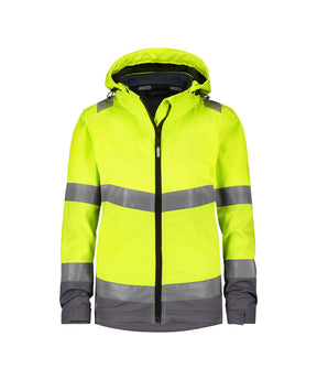 High-Visibility softshelljas Malaga Dames - Fluogeel/Cementgrijs
