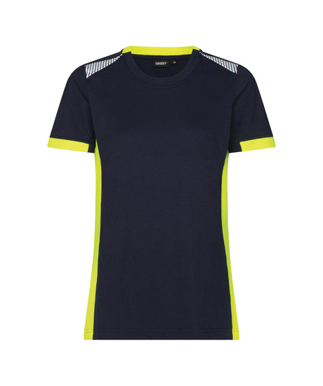 T-shirt Tampico Dames - Nachtblauw/Fluogeel