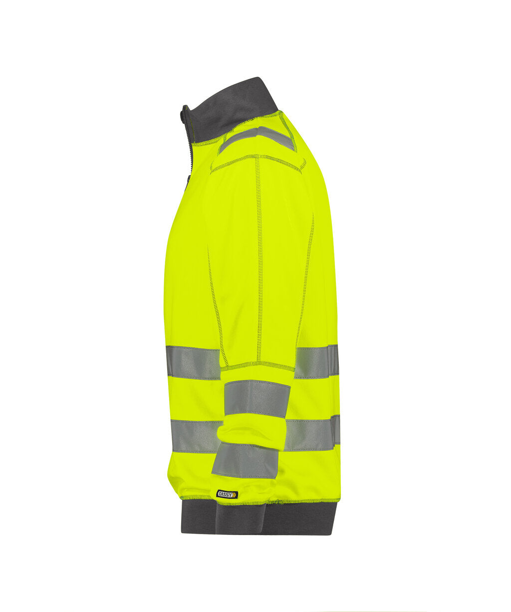 High-Visibility sweater Denver - Fluogeel/Cementgrijs