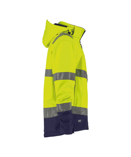 High-Visibility softshelljas Malaga - Fluogeel/Marineblauw