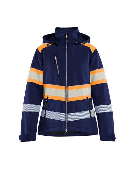 High-Visibility Softshell Jack Dames 4406 - Marineblauw/Oranje