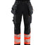 Werkbroek High-Visibility Dames 7114 - Zwart/High Vis Rood