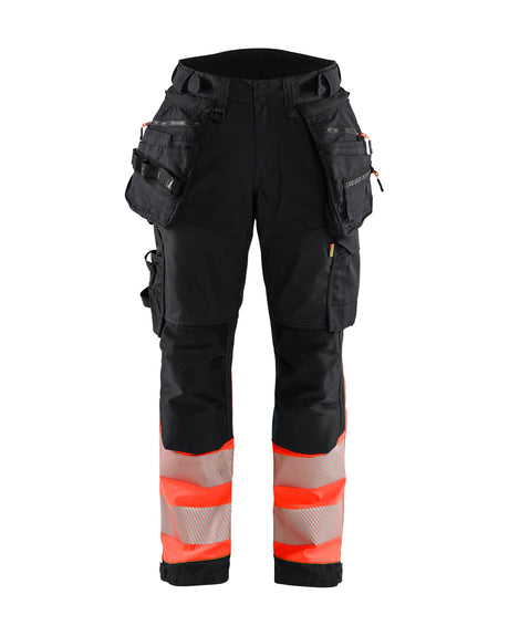 Werkbroek High-Visibility Dames 7114 - Zwart/High Vis Rood