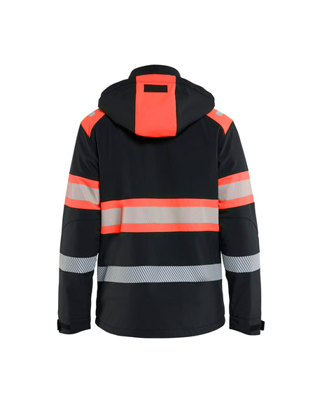 High-Visibility Softshell Jack 4489 - Zwart/High Vis Rood