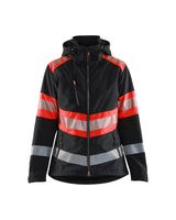 High-Visibility Softshell Jack Dames 4404 - Zwart/High Vis Rood