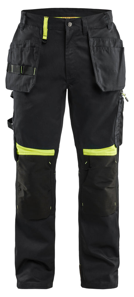 Werkbroek met gereedschapszakken 1555 - Zwart/High Vis Geel
